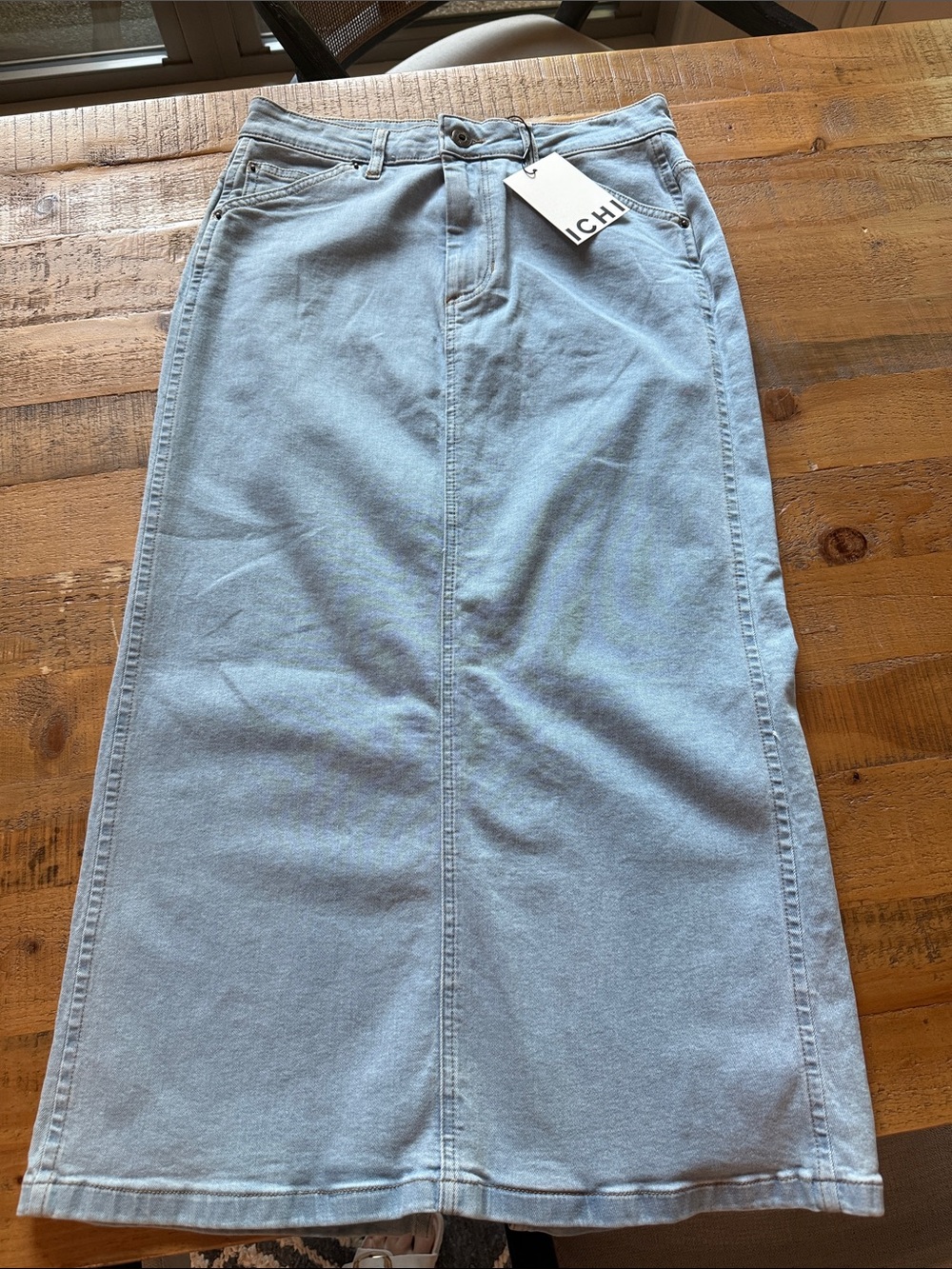Ichi twiggy Light Blue Denim Maxi Skirt